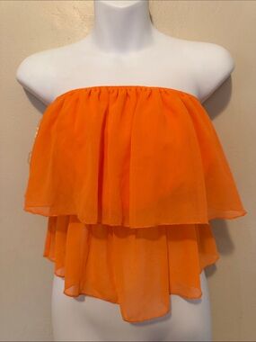 Fun & Flirt Orange Strapless Ruffle Layered Camisole